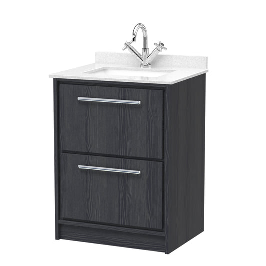 Hudson Reed 600mm Floor Standing 2-Drawer Vanity with Marble Worktop Basin