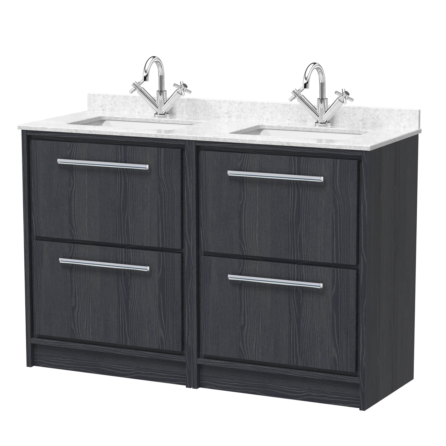 Hudson Reed 1200mm Floor Standing 4-Drawer Vanity with Marble Worktop Basin