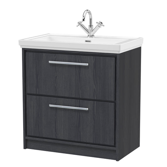 Hudson Reed 800mm Floor Standing 2-Drawer Vanity with Basin - 1 Tap Hole