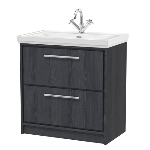 Hudson Reed 800mm Floor Standing 2-Drawer Vanity with Basin - 1 Tap Hole