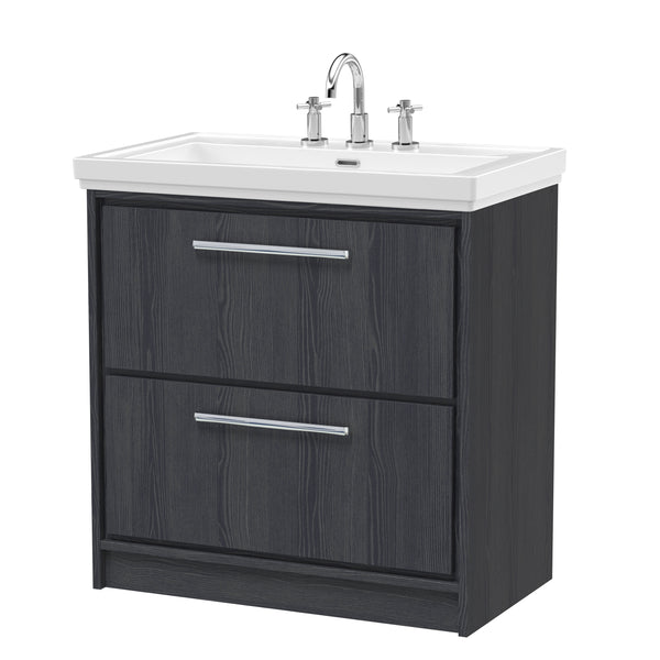 Hudson Reed 800mm Floor Standing 2-Drawer Vanity with Basin - 3 Tap Hole