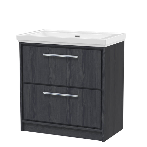 Hudson Reed 800mm Floor Standing 2-Drawer Vanity with Basin - 0 Tap Hole