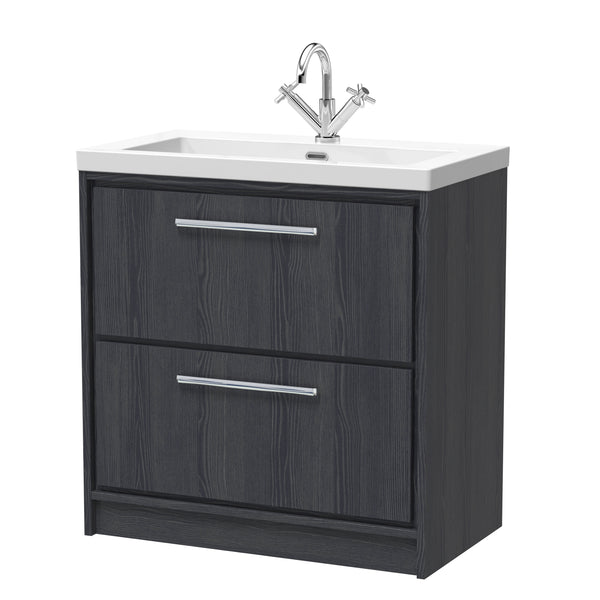Hudson Reed 800mm Floor Standing 2-Drawer Vanity with Basin - 1 Tap Hole
