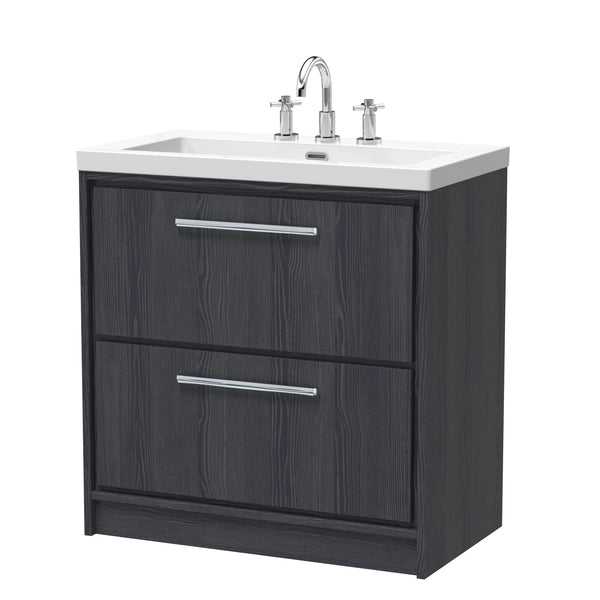 Hudson Reed 800mm Floor Standing 2-Drawer Vanity with Basin - 3 Tap Hole