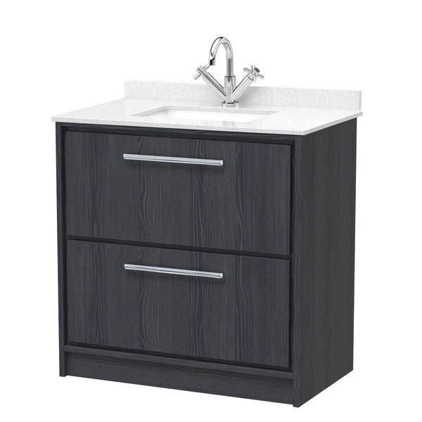 Hudson Reed 800mm Floor Standing 2-Drawer Vanity with Marble Worktop Basin