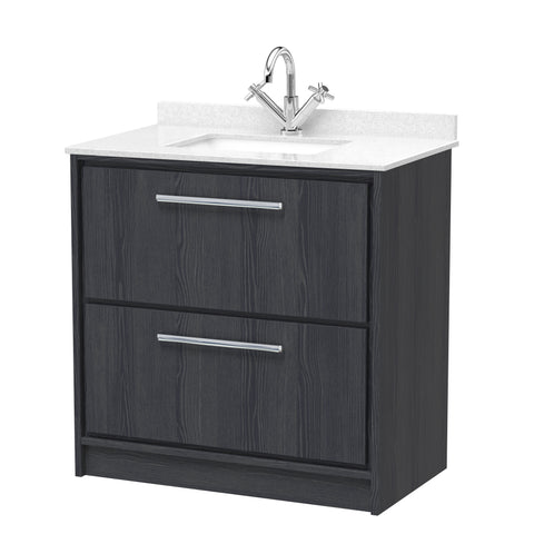 Hudson Reed 800mm Floor Standing 2-Drawer Vanity with Marble Worktop Basin