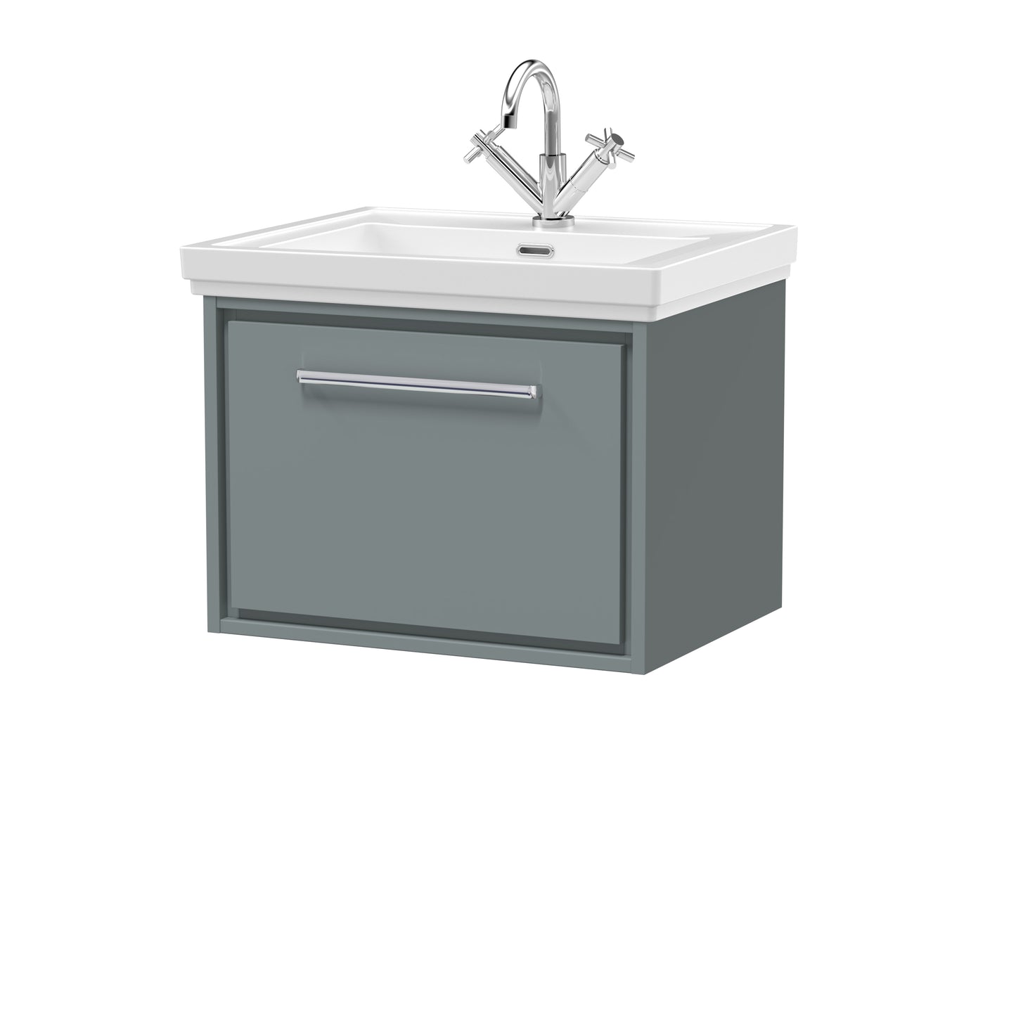Hudson Reed 600mm Wall Hung Single Drawer Vanity with Basin - 1 Tap Hole