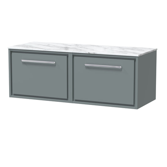 Hudson Reed 1200mm Wall Hung Single Drawer Vanity with Marble Worktop