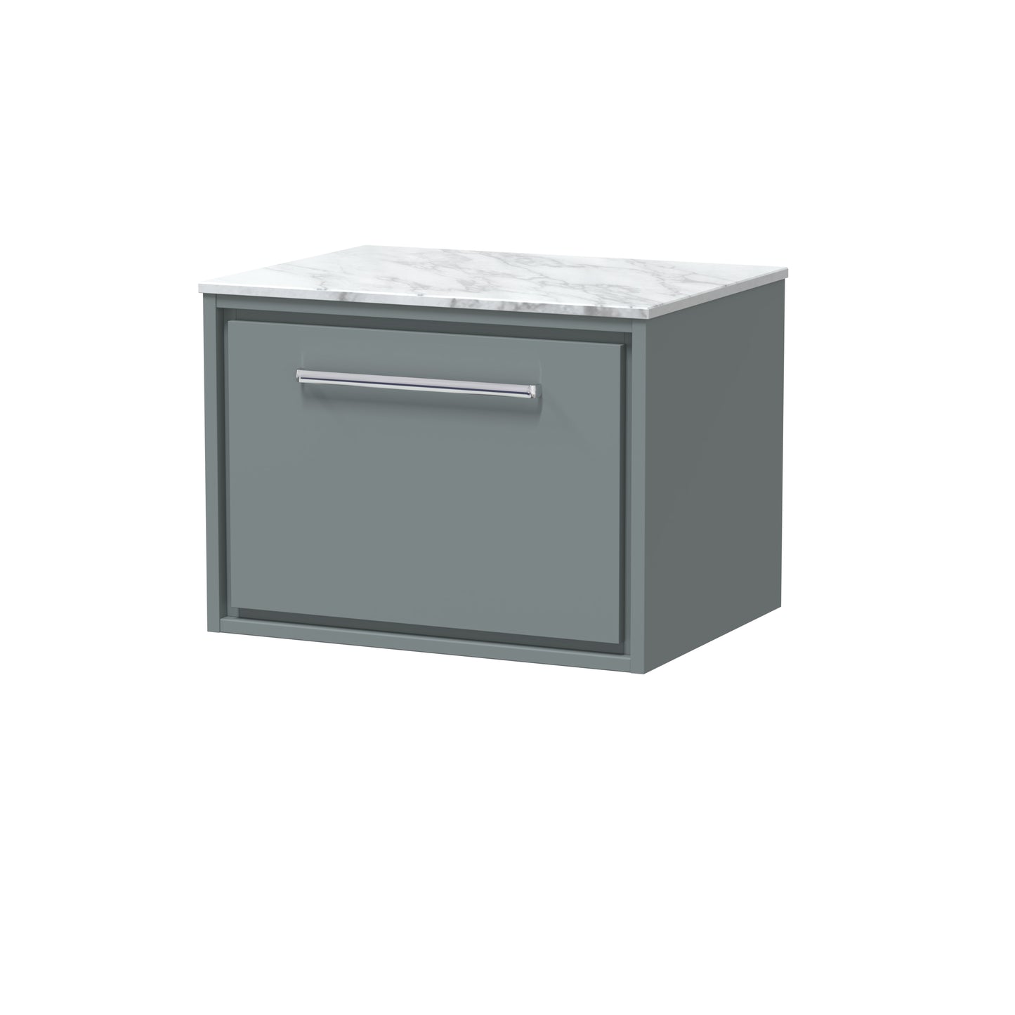 Hudson Reed 600mm Wall Hung Single Drawer Vanity with Marble Worktop