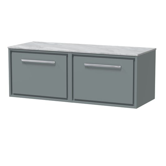 Hudson Reed 1200mm Wall Hung Single Drawer Vanity with Marble Worktop
