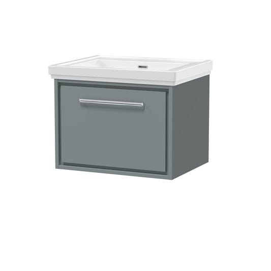 Hudson Reed 600mm Wall Hung Single Drawer Vanity with Basin - 0 Tap Hole