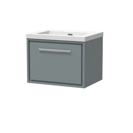 Hudson Reed 600mm Wall Hung Single Drawer Vanity with Basin - 0 Tap Hole