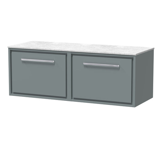 Hudson Reed 1200mm Wall Hung Single Drawer Vanity with Marble Worktop