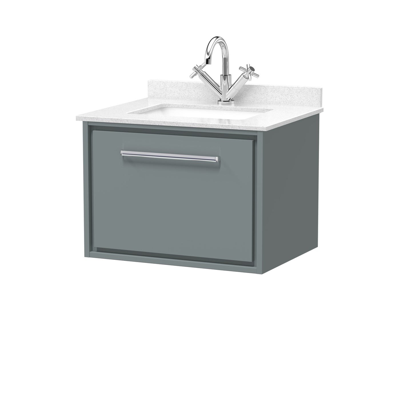 Hudson Reed 600mm Wall Hung Single Drawer Vanity with Marble Worktop Basin