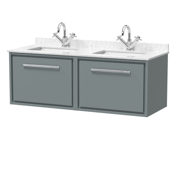 Hudson Reed 1200mm Wall Hung Single Drawer Vanity with Marble Worktop Basin