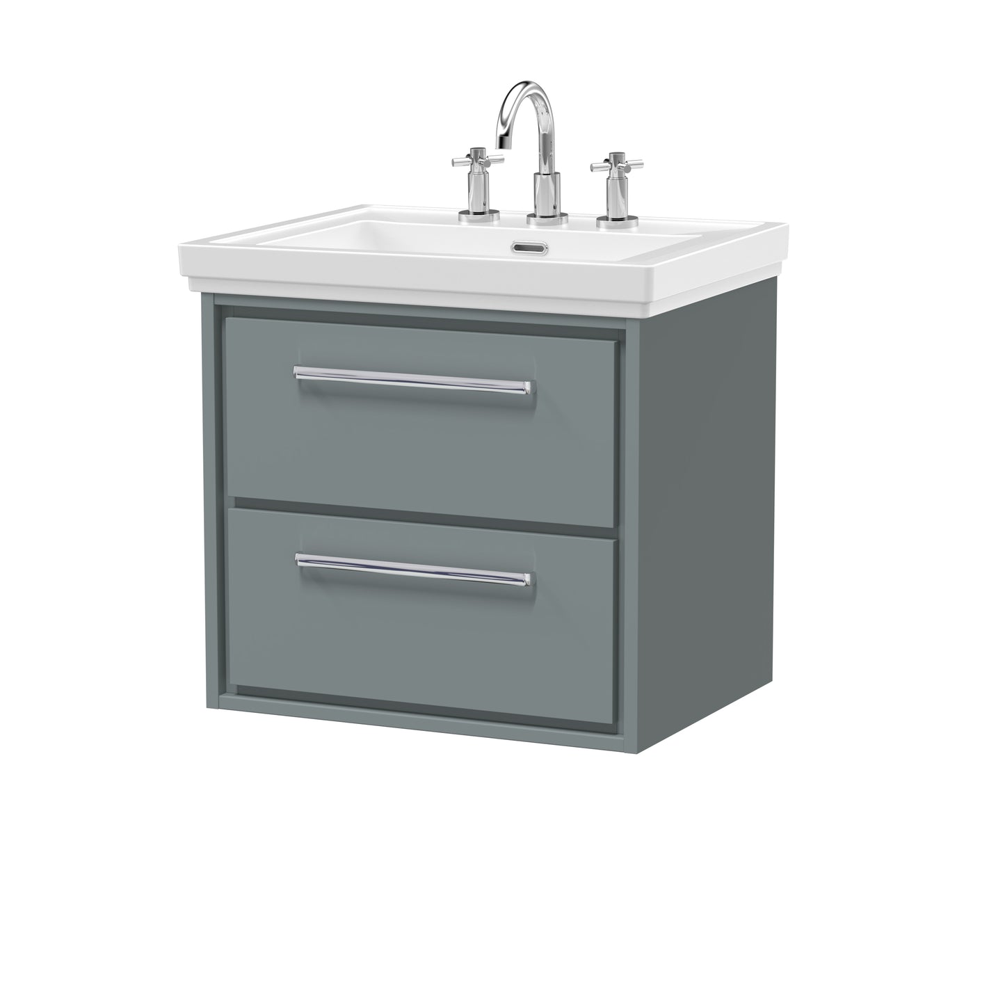 Hudson Reed 600mm Wall Hung 2-Drawer Vanity with Basin - 3 Tap Hole