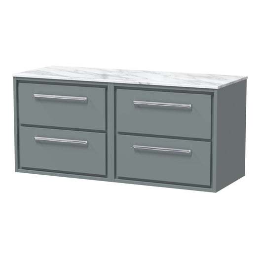 Hudson Reed 1200mm Wall Hung 4-Drawer Vanity with Marble Worktop