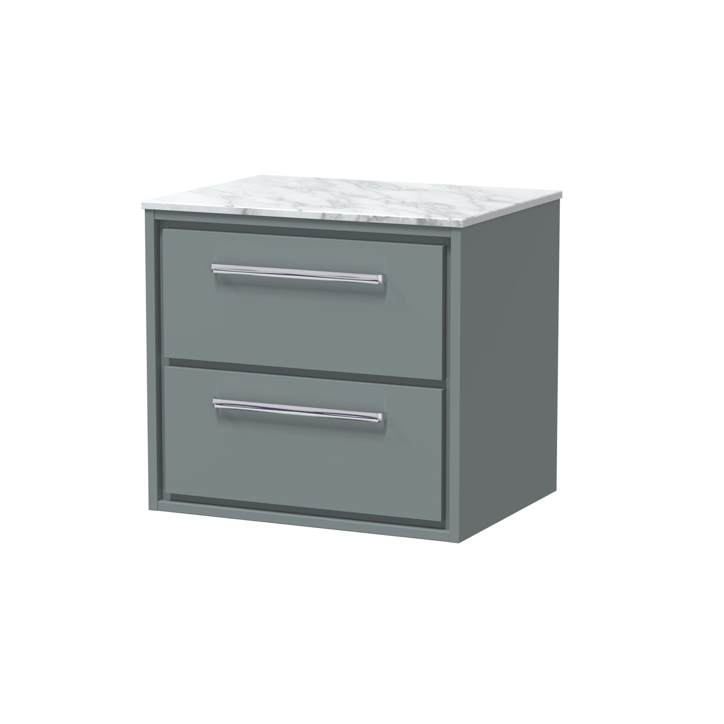 Hudson Reed 600mm Wall Hung 2-Drawer Vanity with Marble Worktop