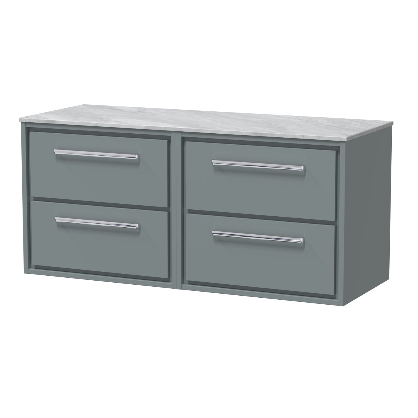 Hudson Reed 1200mm Wall Hung 4-Drawer Vanity with Marble Worktop