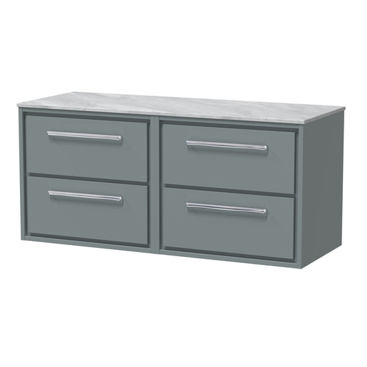 Hudson Reed 1200mm Wall Hung 4-Drawer Vanity with Marble Worktop