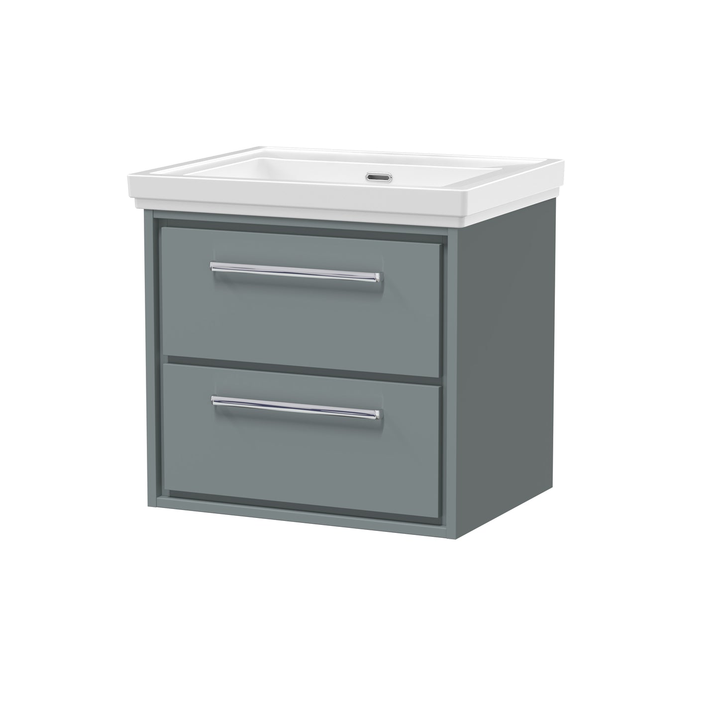 Hudson Reed 600mm Wall Hung 2-Drawer Vanity with Basin - 0 Tap Hole