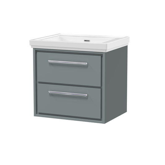 Hudson Reed 600mm Wall Hung 2-Drawer Vanity with Basin - 0 Tap Hole