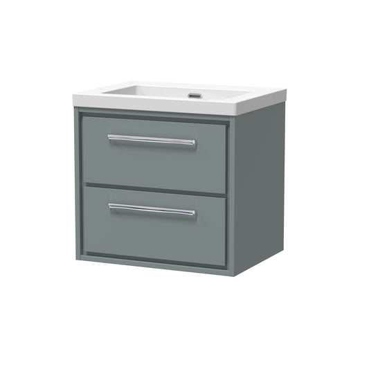 Hudson Reed 600mm Wall Hung 2-Drawer Vanity with Basin - 0 Tap Hole