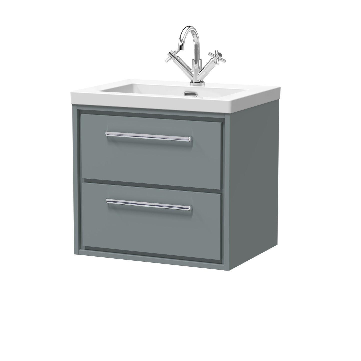 Hudson Reed 600mm Wall Hung 2-Drawer Vanity with Basin - 1 Tap Hole