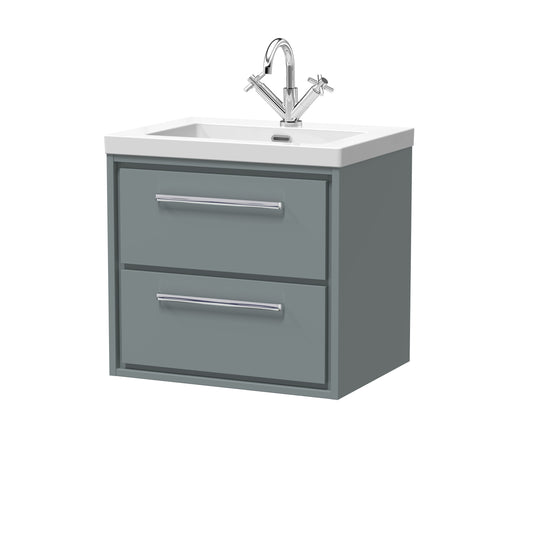 Hudson Reed 600mm Wall Hung 2-Drawer Vanity with Basin - 1 Tap Hole
