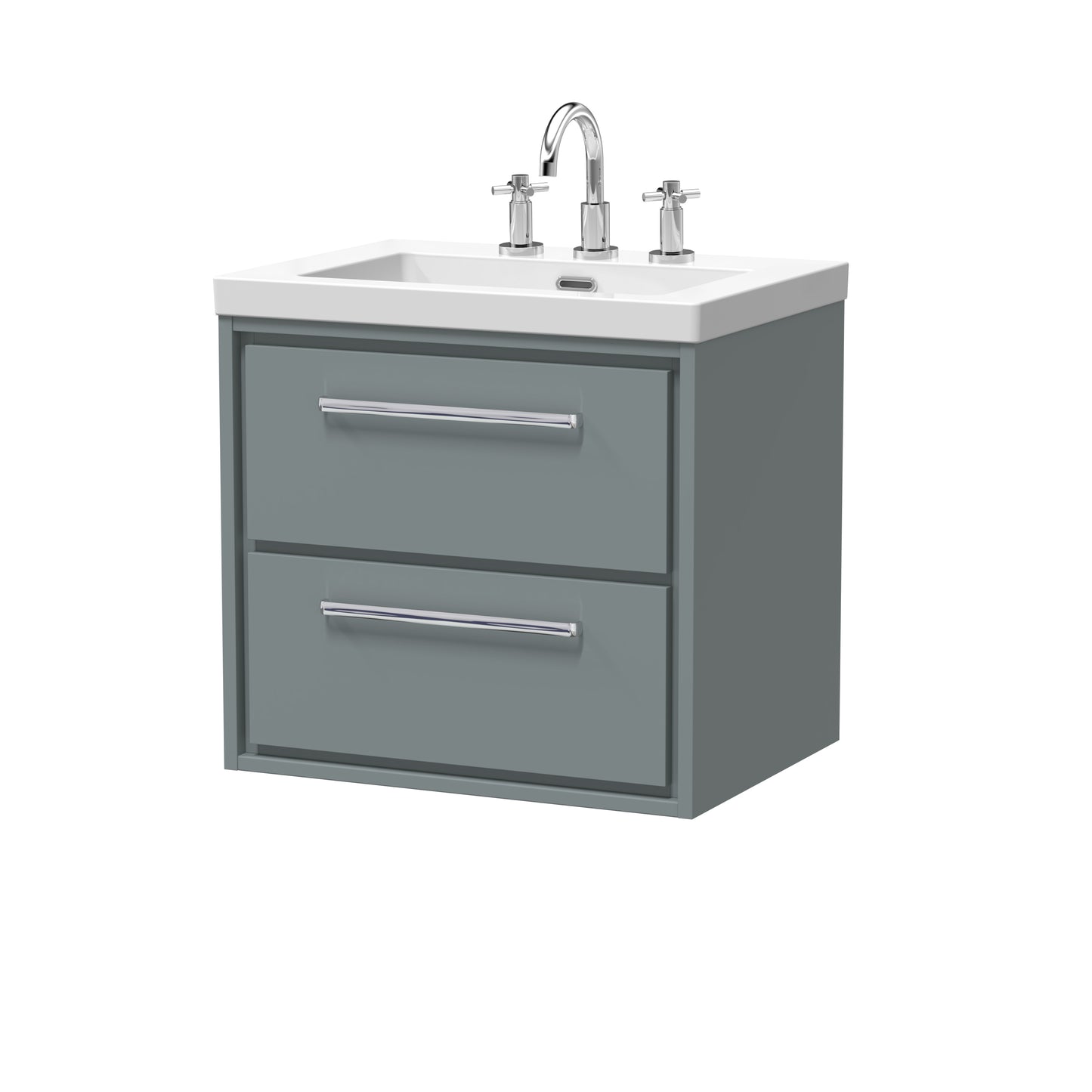 Hudson Reed 600mm Wall Hung 2-Drawer Vanity with Basin - 3 Tap Hole