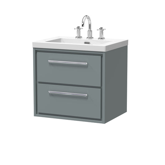 Hudson Reed 600mm Wall Hung 2-Drawer Vanity with Basin - 3 Tap Hole
