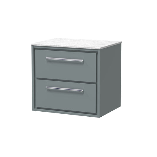 Hudson Reed 600mm Wall Hung 2-Drawer Vanity with Marble Worktop