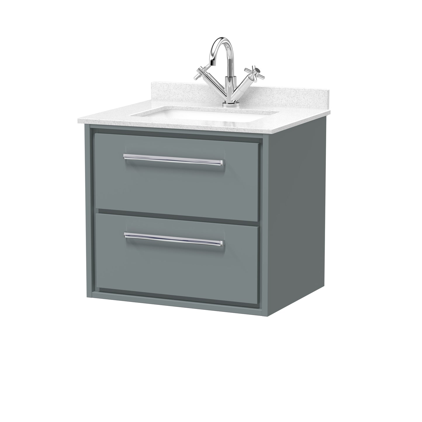 Hudson Reed 600mm Wall Hung 2-Drawer Vanity with Marble Worktop Basin