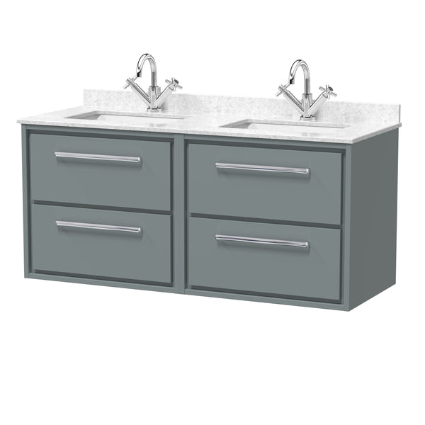 Hudson Reed 1200mm Wall Hung 4-Drawer Vanity with Marble Worktop Basin