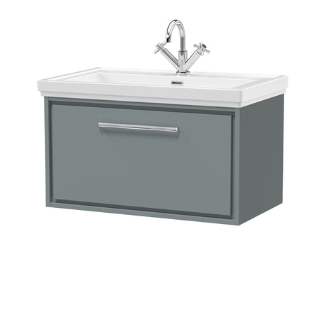 Hudson Reed 800mm Wall Hung Single Drawer Vanity with Basin - 1 Tap Hole