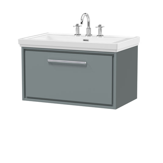 Hudson Reed 800mm Wall Hung Single Drawer Vanity with Basin - 3 Tap Hole