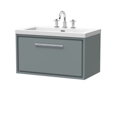 Hudson Reed 800mm Wall Hung Single Drawer Vanity with Basin - 3 Tap Hole