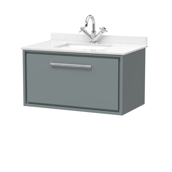 Hudson Reed 800mm Wall Hung Single Drawer Vanity with Marble Worktop Basin