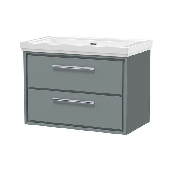 Hudson Reed 800mm Wall Hung 2-Drawer Vanity with Basin - 0 Tap Hole