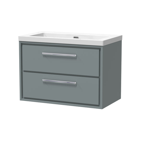 Hudson Reed 800mm Wall Hung 2-Drawer Vanity with Basin - 0 Tap Hole
