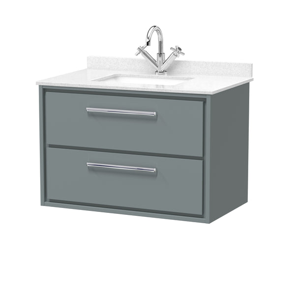 Hudson Reed 800mm Wall Hung 2-Drawer Vanity with Marble Worktop Basin