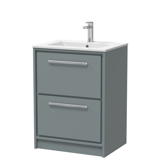 Hudson Reed 600mm Floor Standing 2-Drawer Vanity with Basin - 1 Tap Hole