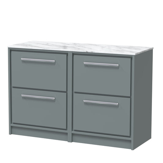 Hudson Reed 1200mm Floor Standing 4-Drawer Vanity with Marble Worktop