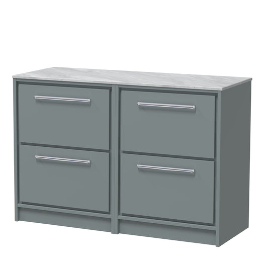 Hudson Reed 1200mm Floor Standing 4-Drawer Vanity with Marble Worktop