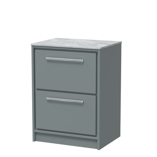 Hudson Reed 600mm Floor Standing 2-Drawer Vanity with Marble Worktop