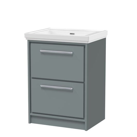 Hudson Reed 600mm Floor Standing 2-Drawer Vanity with Basin - 0 Tap Hole
