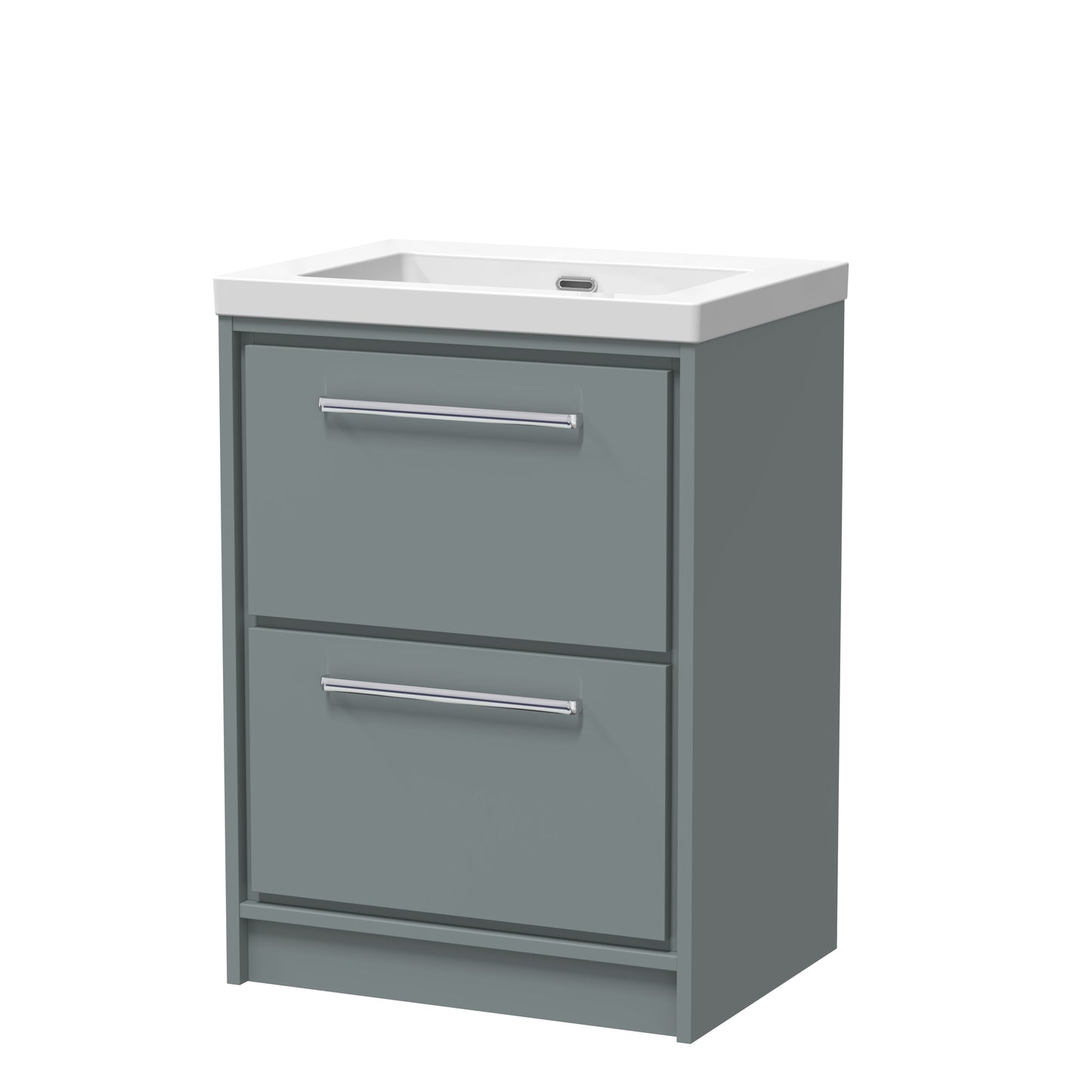 Hudson Reed 600mm Floor Standing 2-Drawer Vanity with Basin - 0 Tap Hole