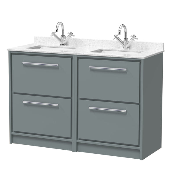 Hudson Reed 1200mm Floor Standing 4-Drawer Vanity with Marble Worktop Basin