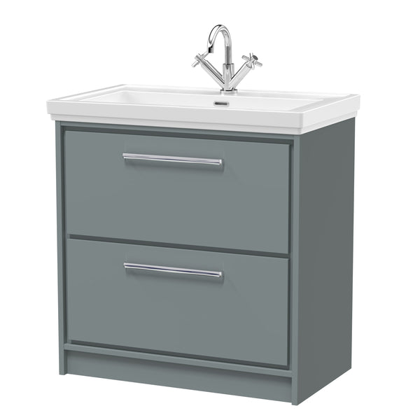 Hudson Reed 800mm Floor Standing 2-Drawer Vanity with Basin - 1 Tap Hole