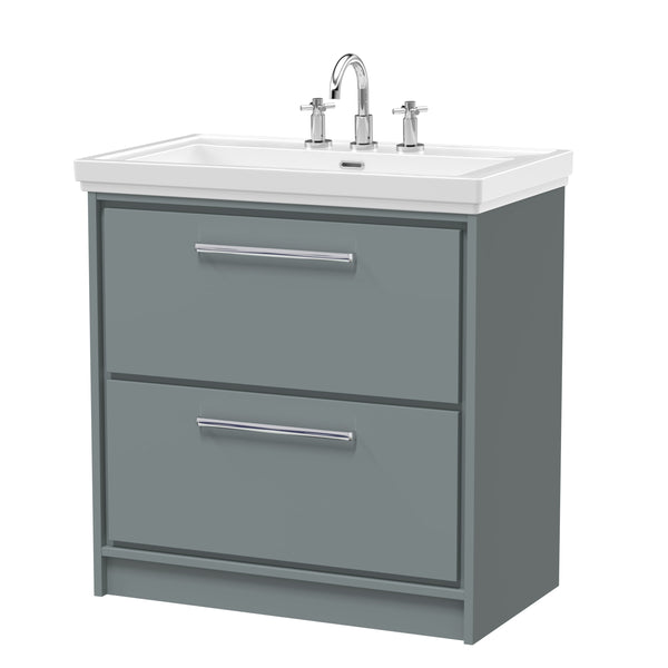Hudson Reed 800mm Floor Standing 2-Drawer Vanity with Basin - 3 Tap Hole